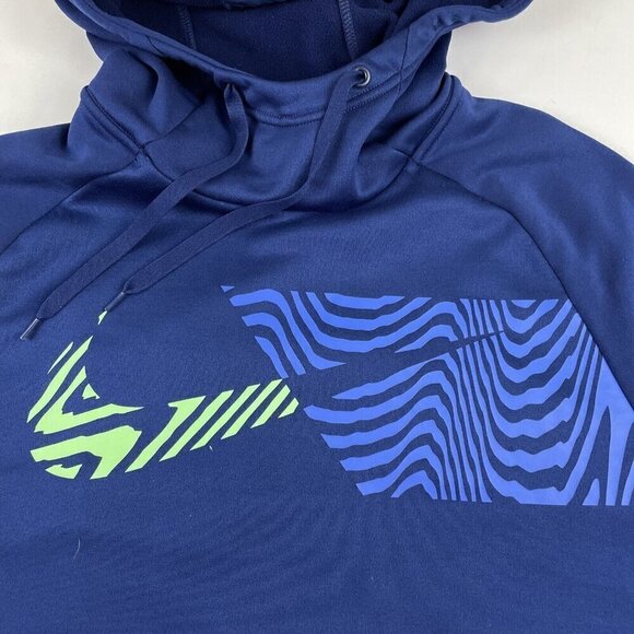 Nike Hoodie Sweatshirt Men’s M Dri Fit Navy Blue High Scuba Neck Zip Pocket - Picture 10 of 10